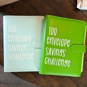 (2)  100 Envelope Savings Challenge Binder - Green & Blue